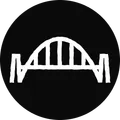 Illustration of the Tyne Bridge arch in white on a black circle